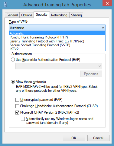 Выбор VPN-протокола для подключения к лабораторному стенду Advanced Training