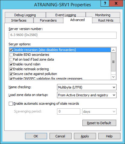 Отключение рекурсии у DNS server на платформе Windows Server 2012 R2 Отключение рекурсии у DNS server на платформе Windows Server 2012 R2