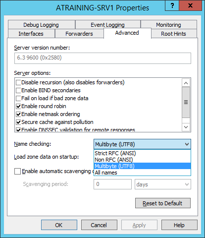 Фильтрация Name checking в Microsoft DNS server Фильтрация Name checking в Microsoft DNS server