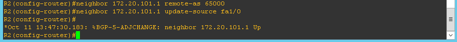 Работающий BGP-пир на базе Windows Server 2012 R2 с точки зрения маршрутизатора Cisco