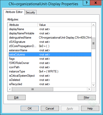 Добавление новой колонки в отображение объекта user в Active Directory