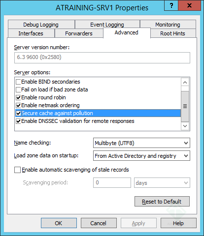 Включаем Secure cache against pollution на Windows Server 2012 R2