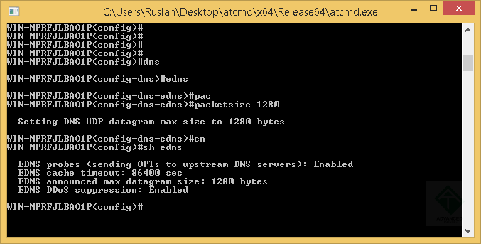 Установка максимального размера EDNS0 UDP-датаграммы в Windows Server