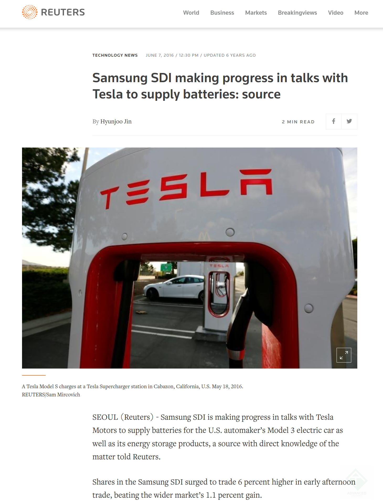 Gigadactory отлично работает и заваливает мир батарейками - настолько, что Tesla лишь увеличивает закупки у Samsung