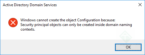 Объект с именем CN=Configuration создать в корне forest root domain не получается Объект с именем CN=Configuration создать в корне forest root domain не получается