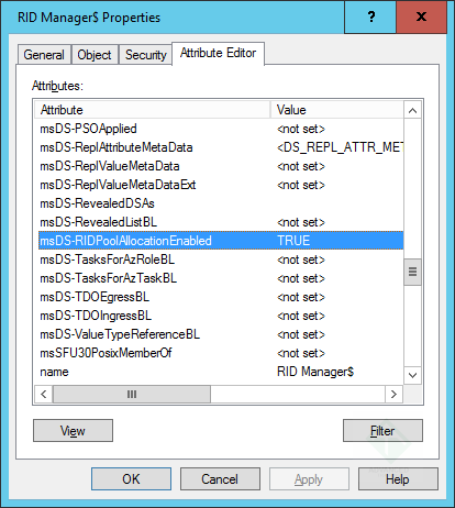 Выключили обработку RID Ceiling в домене Active Directory