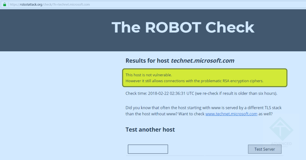 Пример сайта, уязвимого к атаке The ROBOT Attack